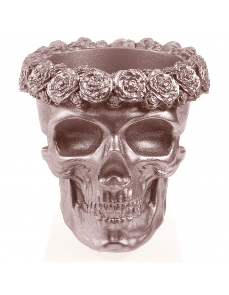 Donica Skull Flowers Rose Gold Poli  11 cm