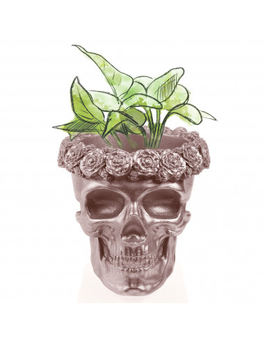 Donica Skull Flowers Rose Gold Poli...