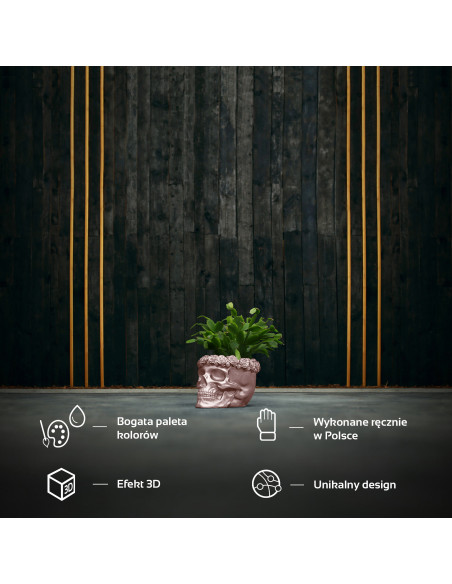 Donica Skull Flowers Rose Gold Poli  11 cm