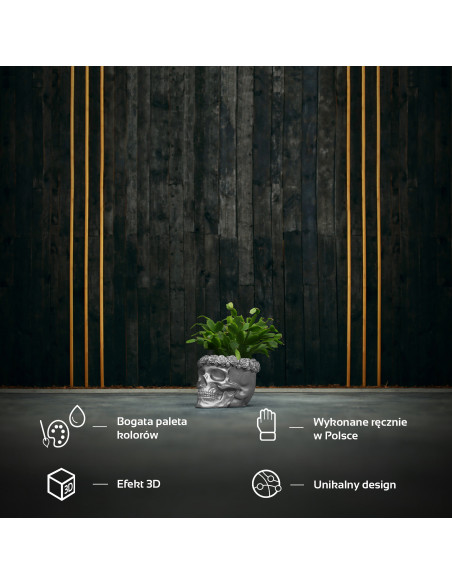 Donica Skull Flowers Silver Poli  11 cm