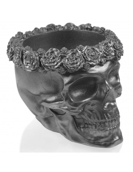 Donica Skull Flowers Steel Poli  11 cm