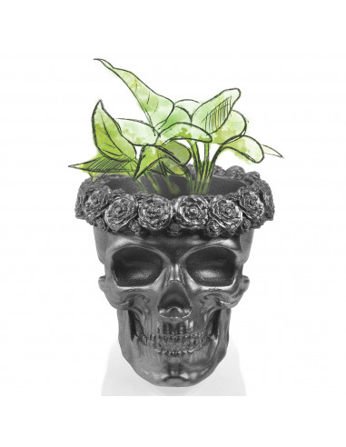Donica Skull Flowers Steel Poli  11 cm