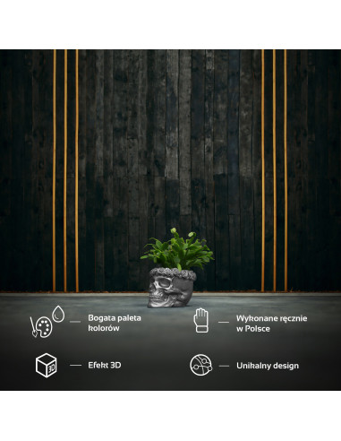 Donica Skull Flowers Steel Poli  11 cm