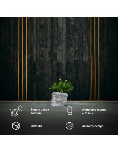 Donica Skull Flowers White Poli  11 cm