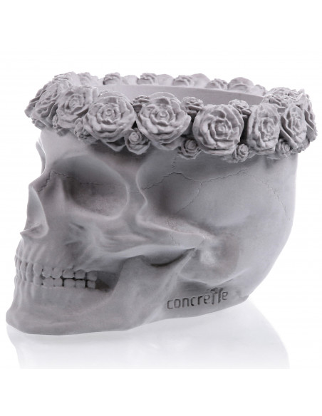 Donica Skull Flowers Unpainted  9 cm