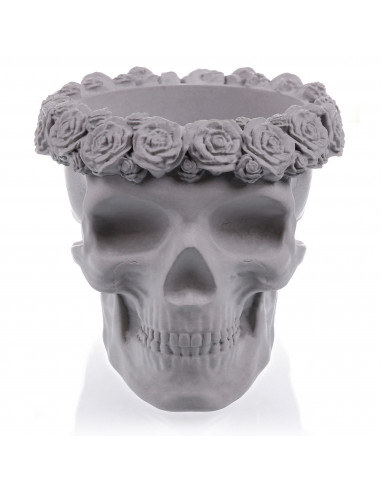Donica Skull Flowers Unpainted  9 cm