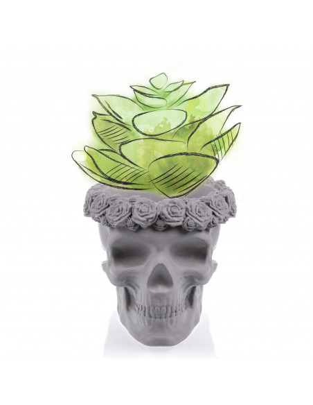 Donica Skull Flowers Unpainted  9 cm