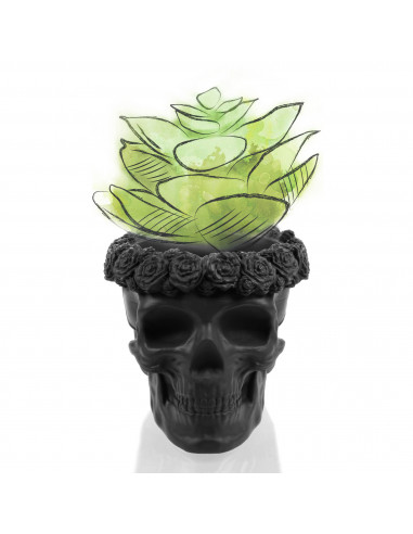 Donica Skull Flowers Black Matt Poli...