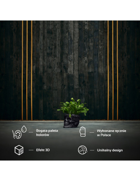 Donica Skull Flowers Black Metallic Poli  9 cm