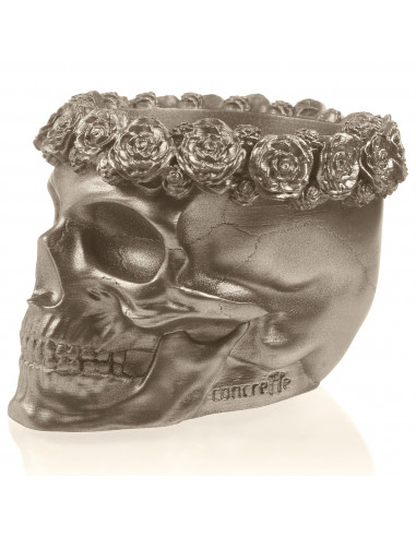 Donica Skull Flowers Brass Poli  9 cm