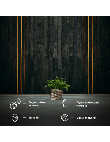 Donica Skull Flowers Brass Poli  9 cm