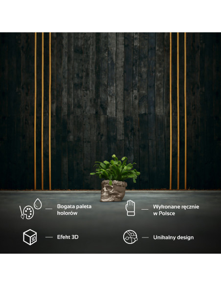 Donica Skull Flowers Brass Poli  9 cm