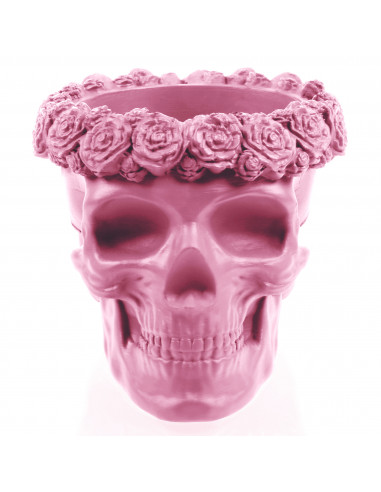 Donica Skull Flowers Candy Pink Poli  9 cm