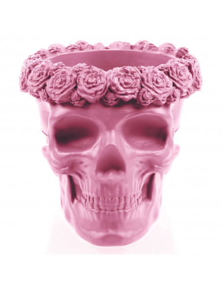 Donica Skull Flowers Candy Pink Poli  9 cm