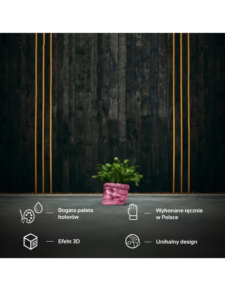 Donica Skull Flowers Candy Pink Poli  9 cm