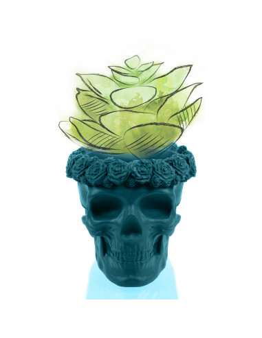 Donica Skull Flowers Dark Turquoise...