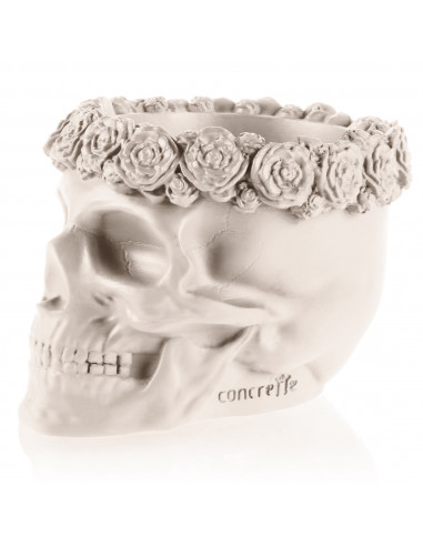 Donica Skull Flowers Light Beige Poli...