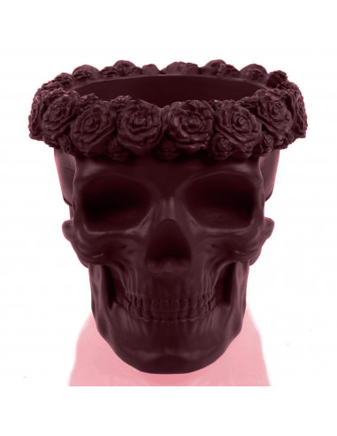 Donica Skull Flowers Maroon Poli  9 cm