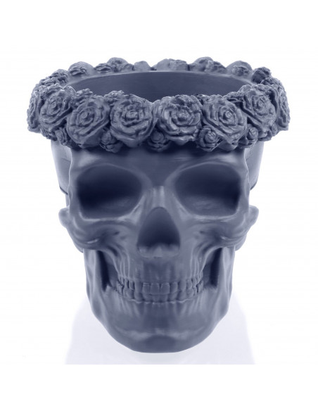 Donica Skull Flowers Midnight Gray Poli  9 cm