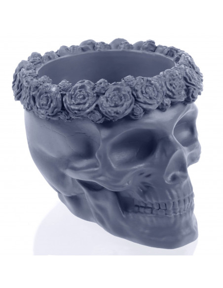 Donica Skull Flowers Midnight Gray Poli  9 cm