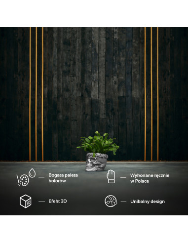 Donica Skull Flowers Silver Poli  9 cm