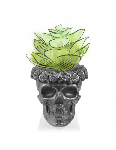 Donica Skull Flowers Steel Poli  9 cm