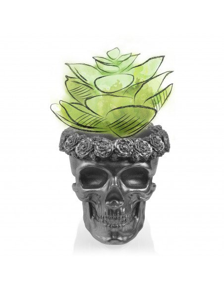 Donica Skull Flowers Steel Poli  9 cm