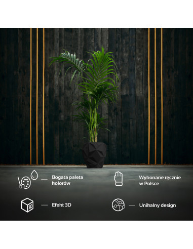 Donica Geometric Black Matt Poli 24 cm