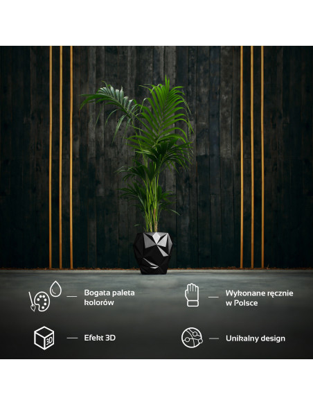 Donica Geometric Black Metallic Poli 24 cm