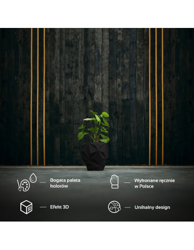 Donica Geometric Black Matt Poli 19 cm