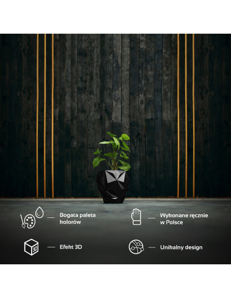 Donica Geometric Black Metallic Poli 19 cm