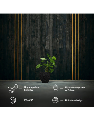 Donica Geometric Black Matt Poli 13 cm