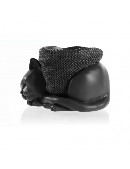 Donica Sleepy Cat Black Matt Poli 12 cm