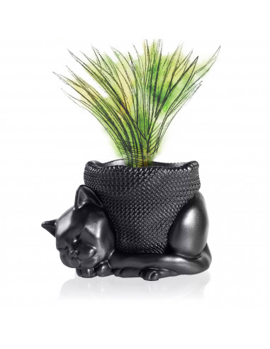 Donica Sleepy Cat Black Metallic 12 cm