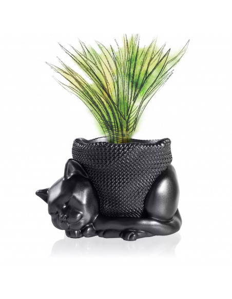 Donica Sleepy Cat Black Metallic 12 cm