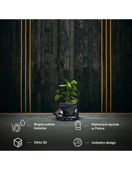 Donica Sleepy Cat Black Metallic 12 cm