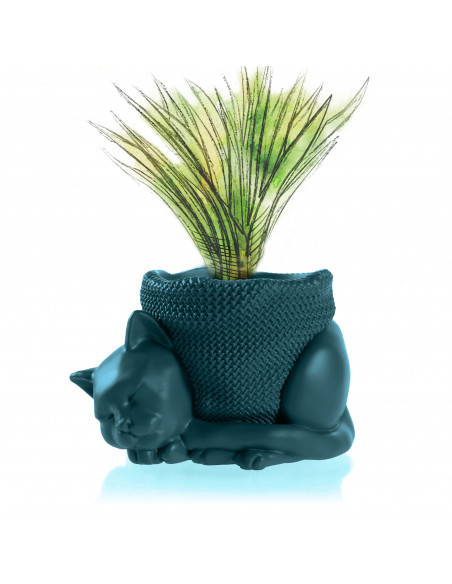 Donica Sleepy Cat Dark Turquoise Poli 12 cm