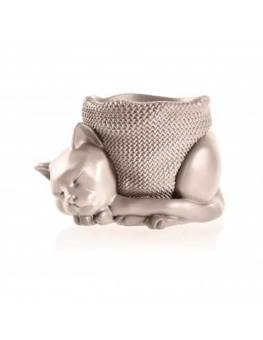 Donica Sleepy Cat Light Beige Poli 12 cm