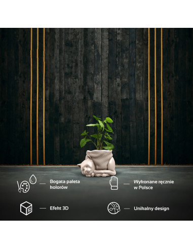 Donica Sleepy Cat Light Beige Poli 12 cm