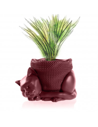 Donica Sleepy Cat Maroon Poli 12 cm