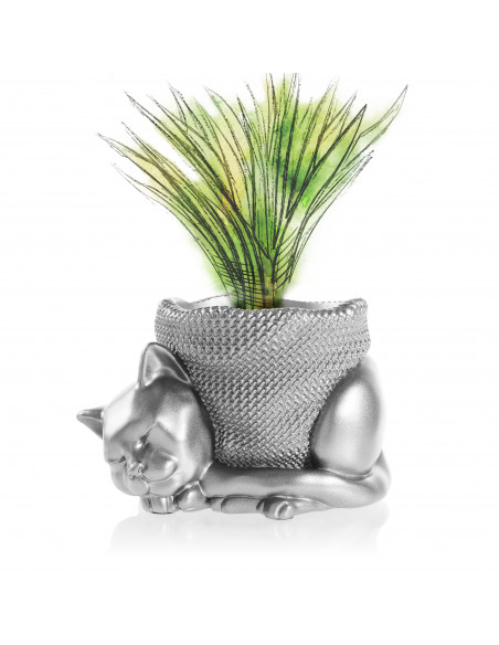 Donica Sleepy Cat Silver Poli 12 cm