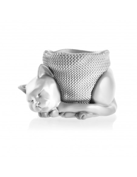 Donica Sleepy Cat White Poli Matt 12 cm