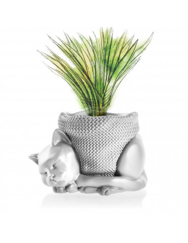 Donica Sleepy Cat White Poli Matt 12 cm