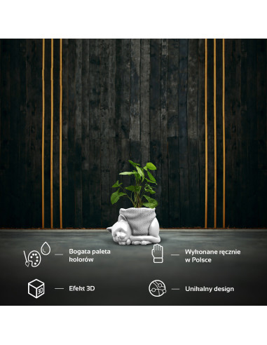 Donica Sleepy Cat White Poli Matt 12 cm