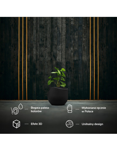 Donica Cut My Top Black Matt Poli 13 cm