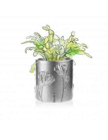 Donica Flower Deco Silver Poli 13 cm