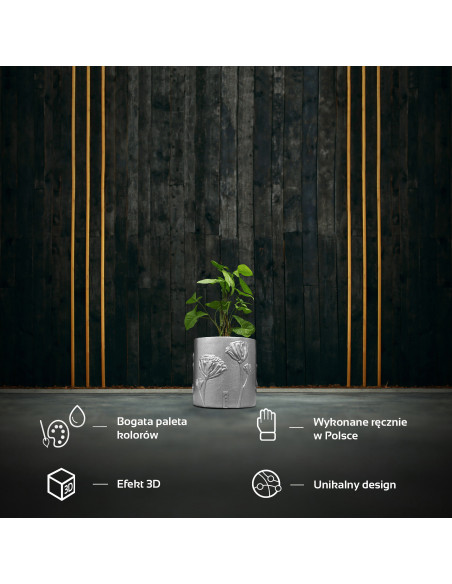 Donica Flower Deco Silver Poli 13 cm