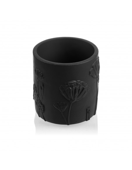 Donica Flower Deco Black Matt Poli 13 cm