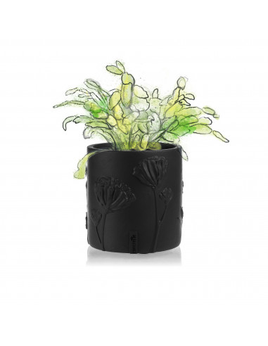 Donica Flower Deco Black Matt Poli 13 cm