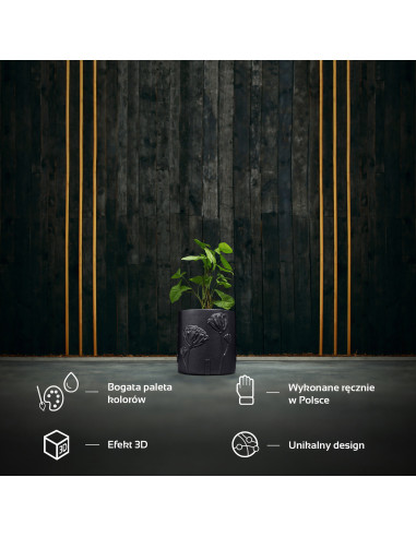 Donica Flower Deco Black Metallic 13 cm